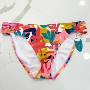 Mynah Hipster Mid Rise Multi Leaf Print Swim Bottom